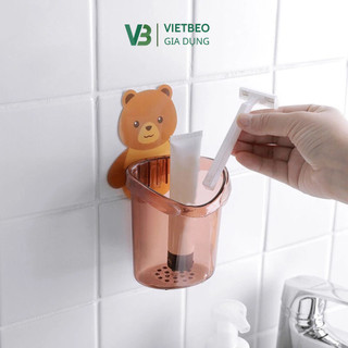 Cốc Gấu Dán Tường DIDOOGLT Cốc Gấu Đựng Bàn Chải Kem Đánh Răng Có Lỗ Thoát Nước Tiện Lợi