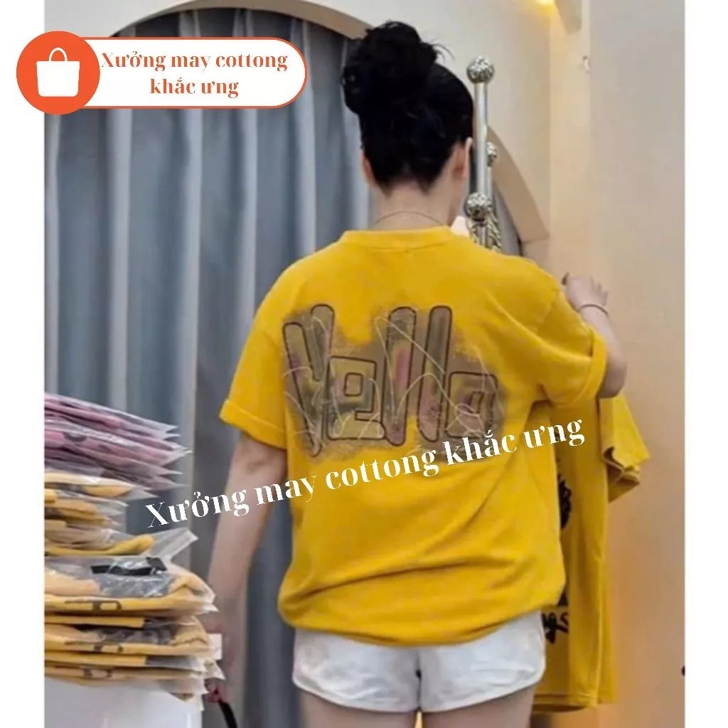Áo Phông Kim Sa Cô Gái Tết Tóc In Hình 2 Mặt Dáng Thụng Giấu Quần Chất Cotton Mịn Mát Hồng Vàng Nữ Top Women Loa | BigBuy360 - bigbuy360.vn