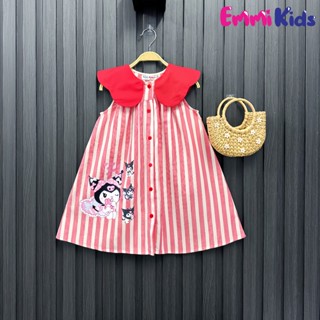  B63-EMMIKIDS Váy hè cho bé gái Natra Ngao Bính  Đầm trẻ em Kuromi Labubu sát nách 1 lớp Chất vải xô linen  10-34kg  
