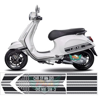  Bộ tem rời Christi@n Do.ir dán Vespa Sprint Primavera LX trắng đen - Decal 3 lớp cao cấp chống nước 