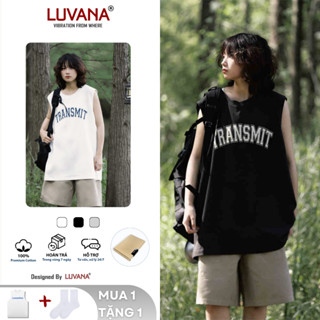 Áo Ba Lỗ Nam Nữ In Hình Họa Tiết Transmit LUVANA Áo Tank Top Sát Nách Cá Tính Cotton Rộng Rãi Thoáng Mát