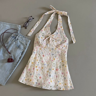  Áo Cổ Yếm Hở Lưng Cột Dây Họa Tiết Hoa Nhí Đi Biển Siêu Xinh Thời Trang Sugal TOP NU 228V3 