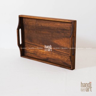 Khay gỗ retro có tay cầm đựng đồ phong cách cổ điển