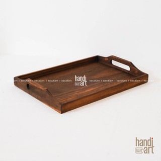 Khay gỗ retro có tay cầm đựng đồ phong cách cổ điển