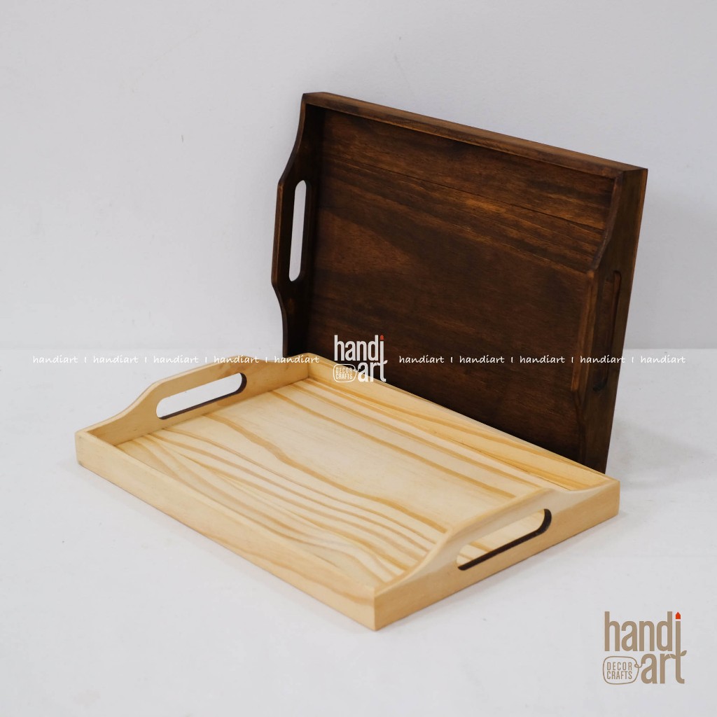 Khay gỗ retro có tay cầm đựng đồ phong cách cổ điển