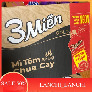  THÙNG 30 GÓI MÌ 3 MIỀN GOLD TÔM CHUA CAY  BÒ HẦM RAU THƠM 75G - Thái Hà Shop 