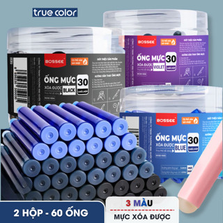 Combo 100 Ống Mực Thay Bút Máy Ngòi EF Loại XÓA ĐƯỢC - 3 Màu Mực Đen - Xanh - Tím Thay Mực Tiện Lợi, Tiếp Kiệm