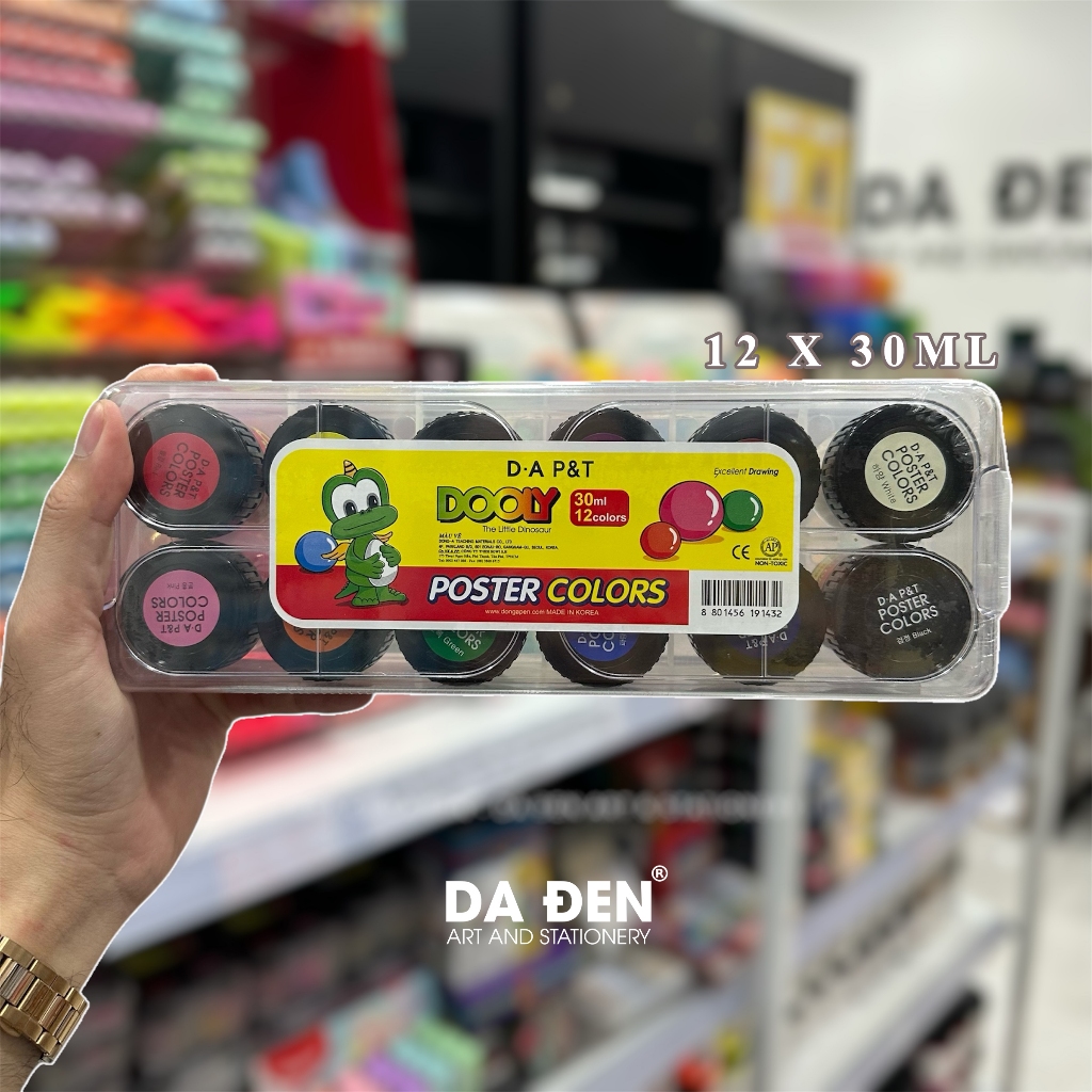 [DA ĐEN] Màu Vẽ Poster DOOLY D.A P&T Hàn Quốc 12 Màu Hộp Nhựa