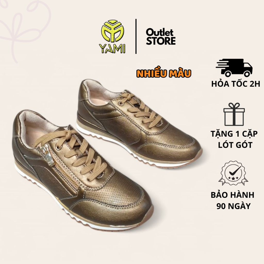 Giày Thể Thao Nữ, Giày Sneaker Thể Thao Nữ Cao Cấp Buộc Dây Phối Khóa Zip Đế Độn, Giày Xuất Xịn YAMI