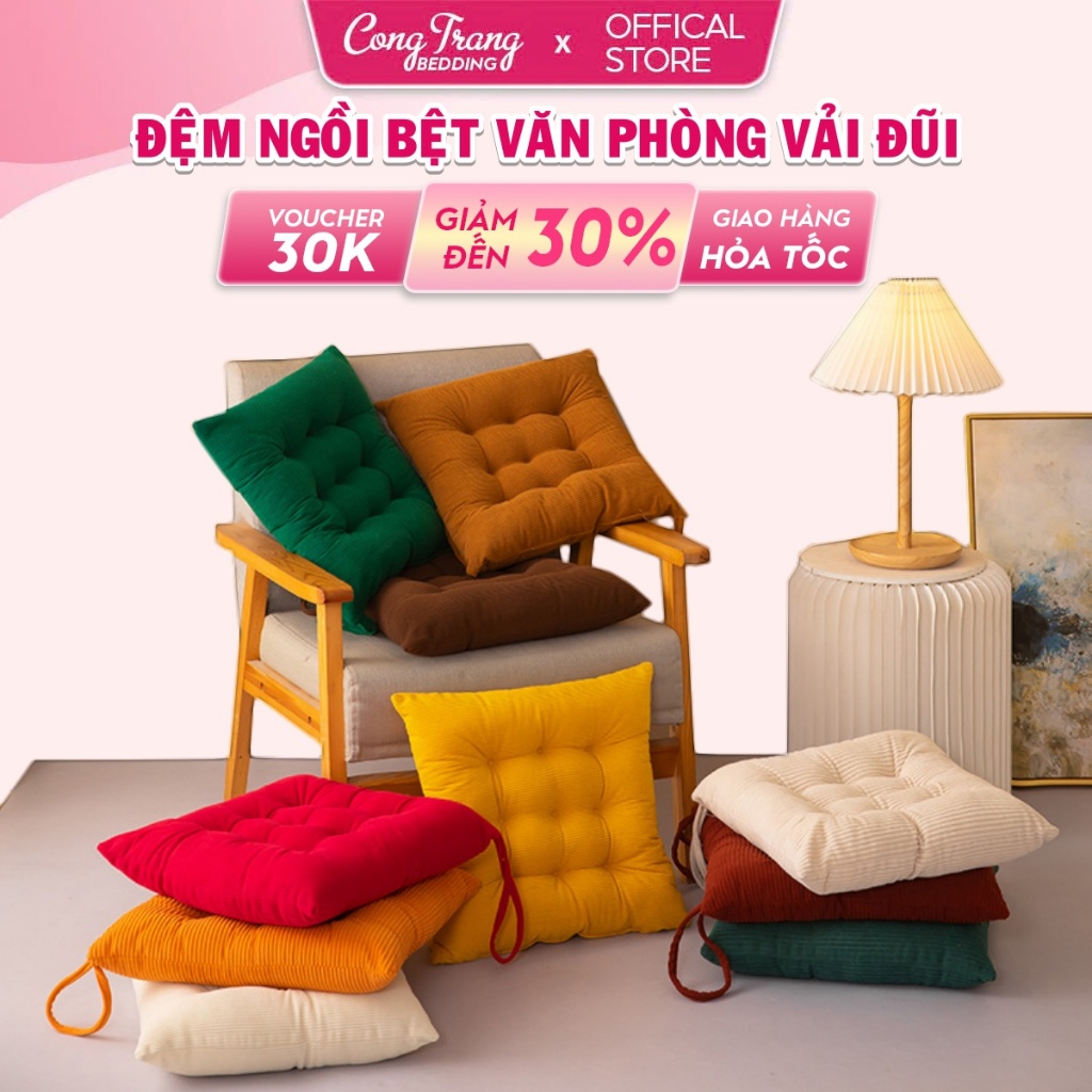 Đệm Ngồi Bệt Văn Phòng, Nệm ngồi bệt vải đũi Kiểu Nhật - 40cm x 40cm Trang Trí Quán Cafe