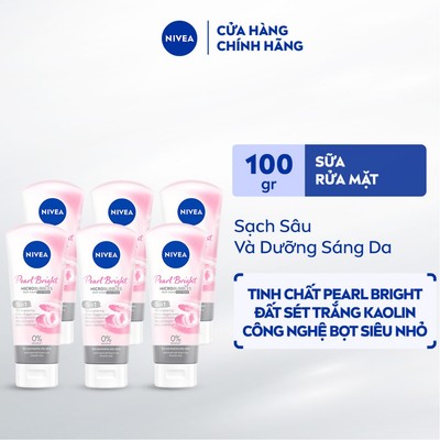 Bộ 6 Sữa Rửa Mặt NIVEA Pearl Bright Đất Sét Dưỡng Sáng Da Ngọc Trai (100 g) - 81273x6