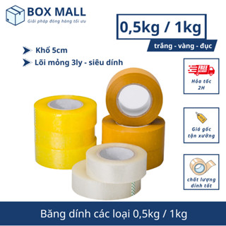 Băng dính đóng hàng Box Mall Băng dính gói hàng đủ màu màu siêu dính loại 0,5kg cuộn và 1kg cuộn 
