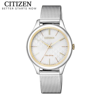 Đồng hồ nữ citizen eco-drive dây thép không gỉ em0504-81a - mặt trắng