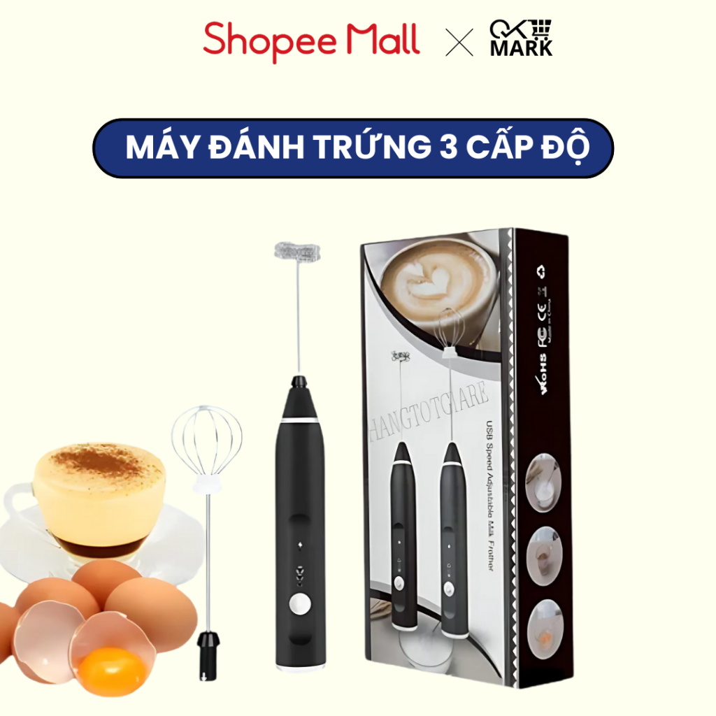 Máy Đánh Trứng Cầm Tay DIDOOGLT - Máy Tạo Bọt Cafe Mini 3 Tốc Độ Sạc Điện Cao Cấp