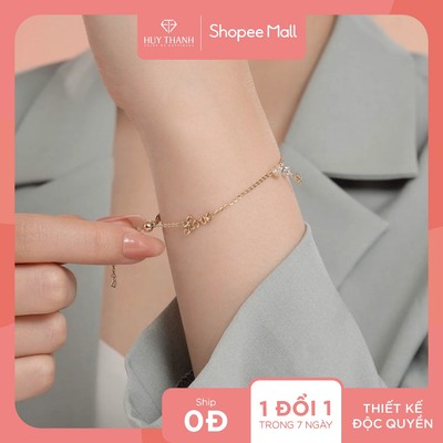 Lắc Tay Vàng Tây LLF241 Họa Tiết Trái Tim LOVE và Ổ Khóa Đính Đá CZ Lấp Lánh Huy Thanh Jewelry