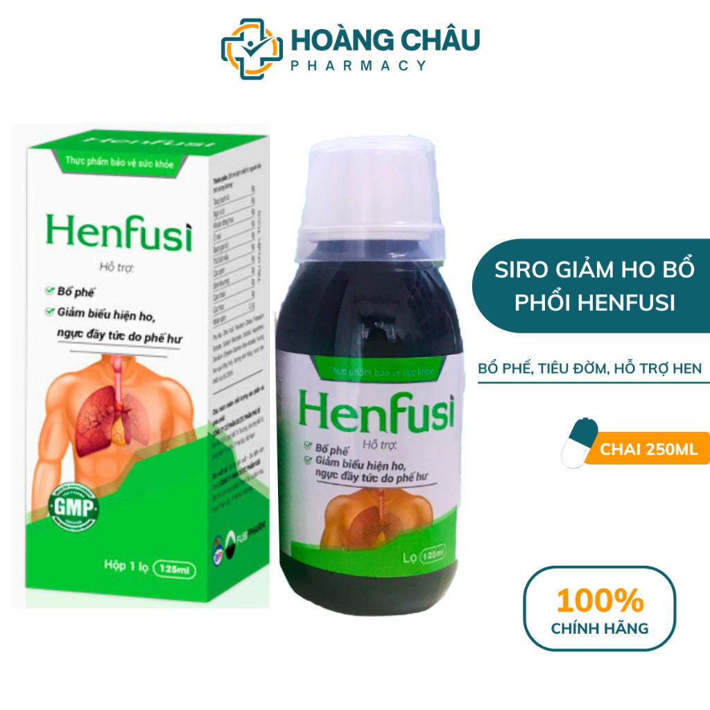 Siro Giảm Ho Henfusi - Bổ Phế, Tiêu Đờm, Hỗ Trợ Hen Phế Quản,Tức Ngực, Giảm Ho Kéo Dài Chai 250ml