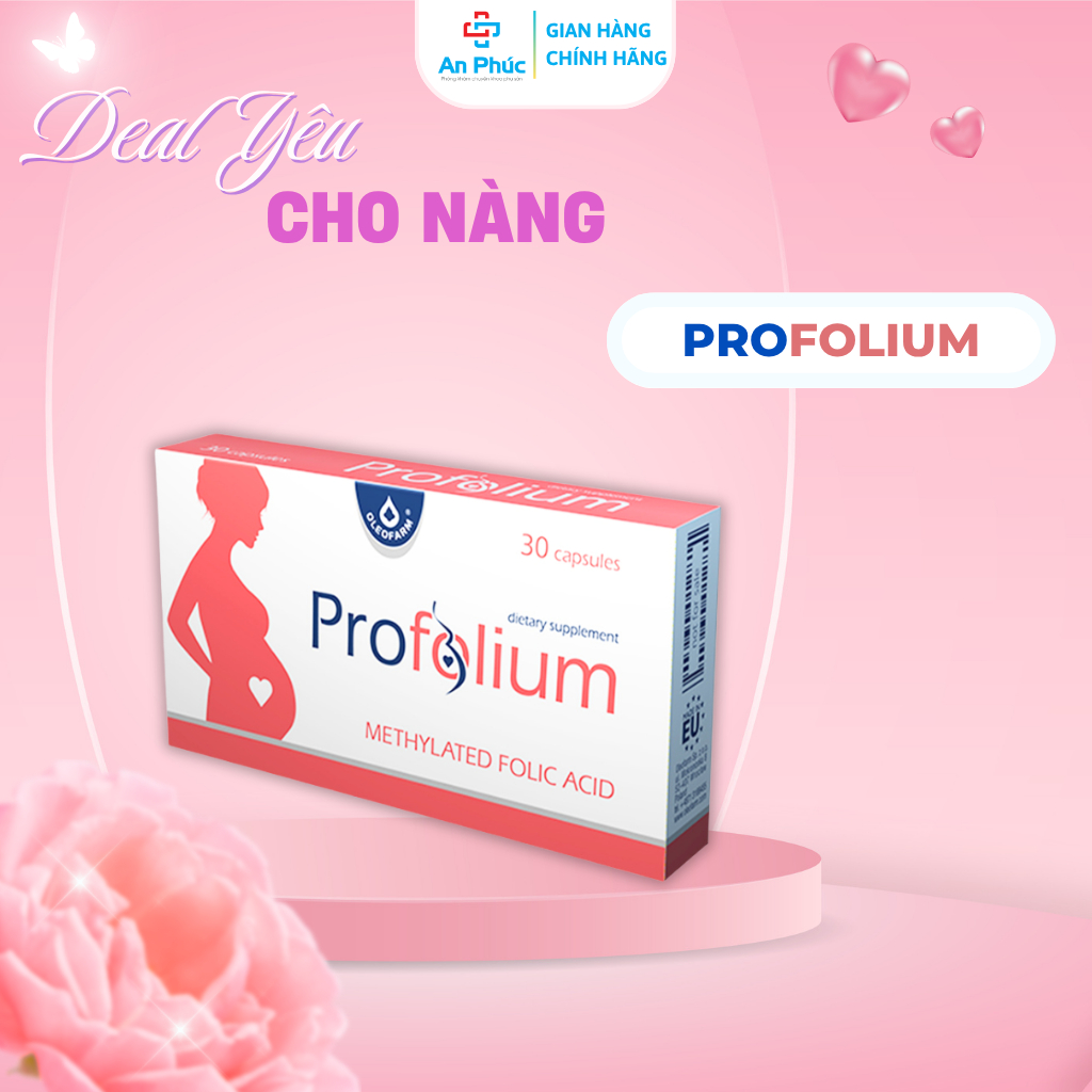 Profolium Bổ Sung Acid Folic Thế Hệ Mới 5-MTHF (Folate) Trước Và Trong Thai Kì (Hộp 30 Viên)