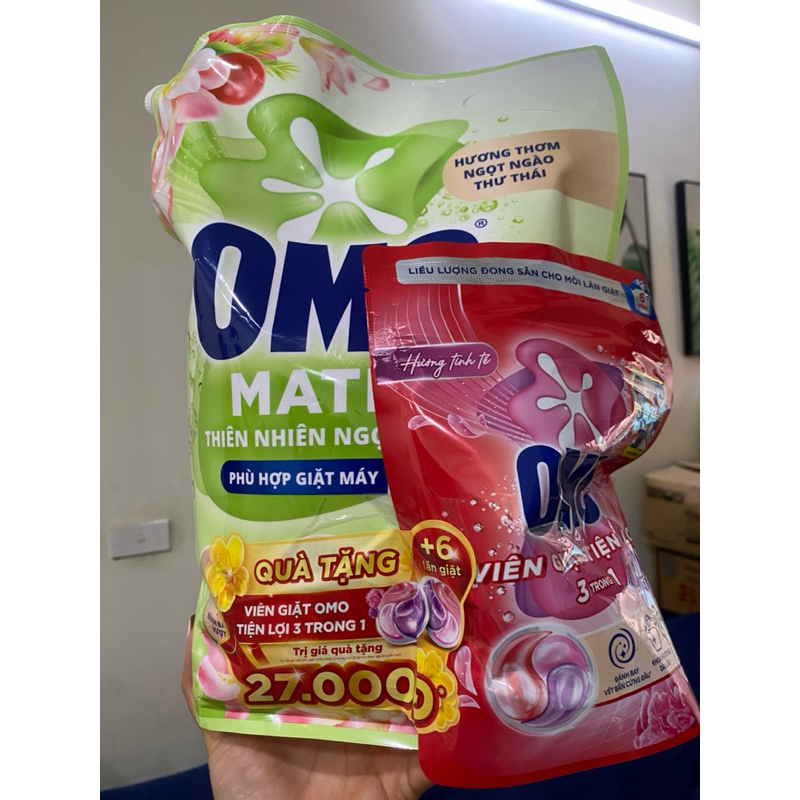 (Quà tặng viên giặt )NƯỚC GIẶT OMO THIÊN NHIÊN HƯƠNG TRÀ ĐÀO 3.6kg