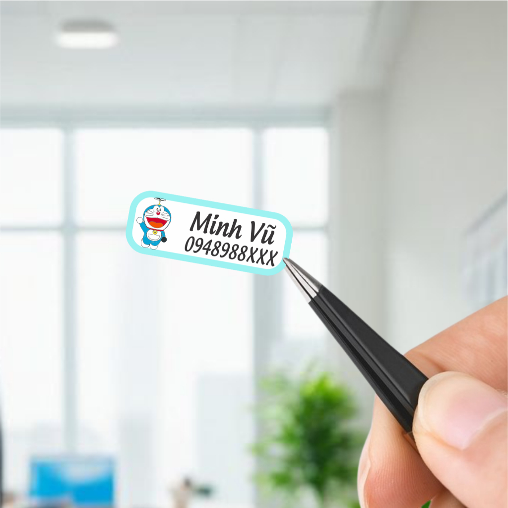 Bộ 36 (+3) sticker DORAEMON ủi áo, dán bình sữa, đồ dùng học tập - In theo tên bé