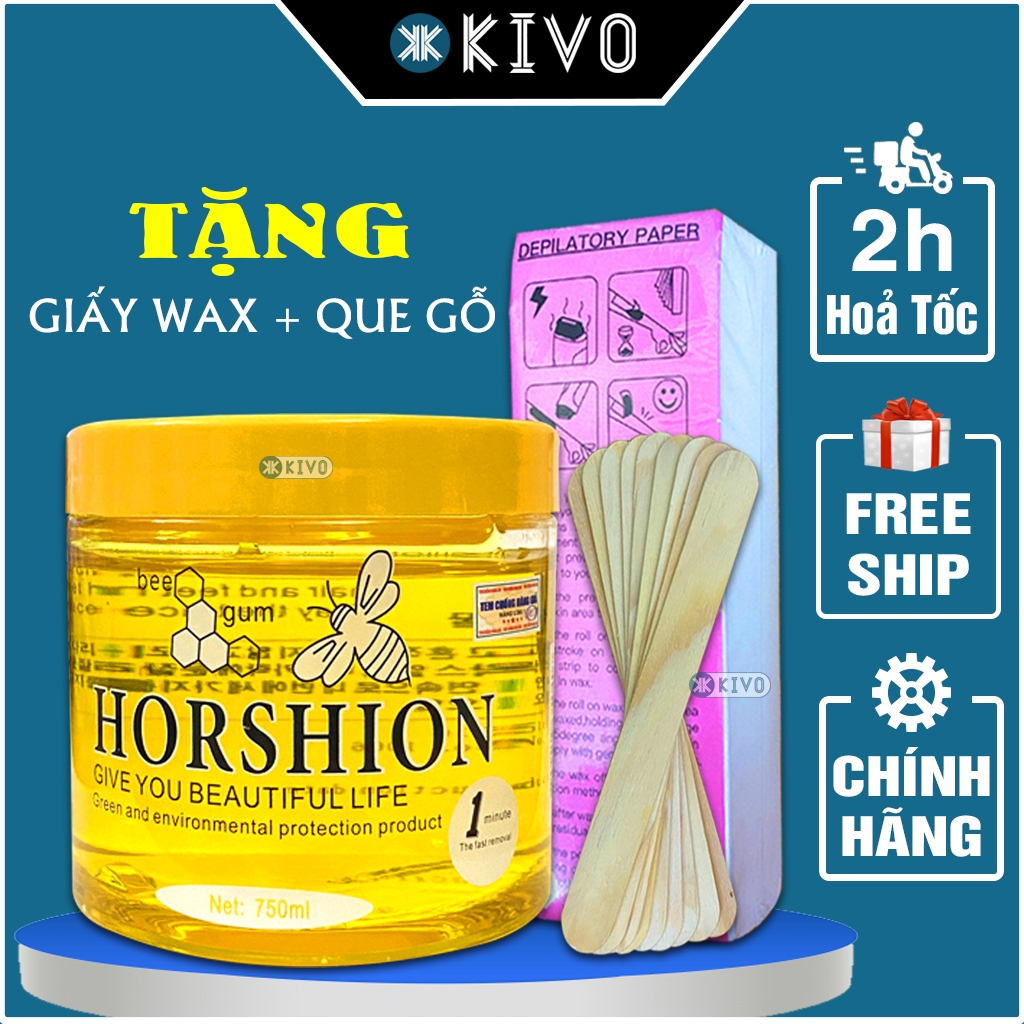 Gel Wax Lông Horshion Mật Ong/ Giấy Wax 100 Tờ/ Que Wax Lông - Tẩy Lông Nách, Chân, Tay - Kivo