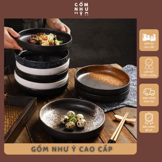 Đĩa sâu lòng gốm sứ phong cách Nhật Bản dùng ăn mỳ ý, steak, món decor, sứ dày dặn, an toàn