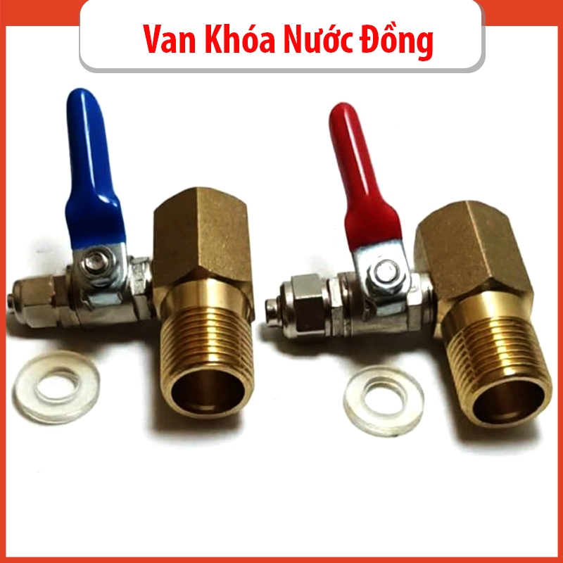 Van Khóa Máy Lọc Nước RO Bằng Đồng – Ren 21mm – Tay Gạt Đỏ/Xanh