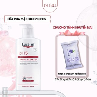   2028  Sữa Rửa Mặt Eucerin PH5 Facial Cleanser Da Nhạy Cảm  400ml  tặng khăn ướt 