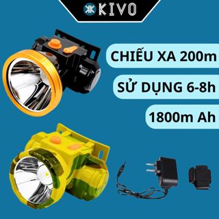 Đèn Pin Siêu Sáng Đội Đầu 1 Bóng - Đèn Đội Đầu Dã Ngoại Mini Pin Trâu Kèm Dây Sạc, Đèn Flash - Kivo