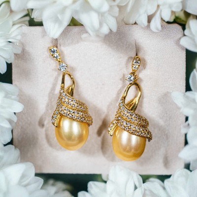 Bông Tai Ngọc Trai Vàng Khung Bạc 925 Tinh Tế, Sang Trọng - Ngọc Trai Trường Thịnh