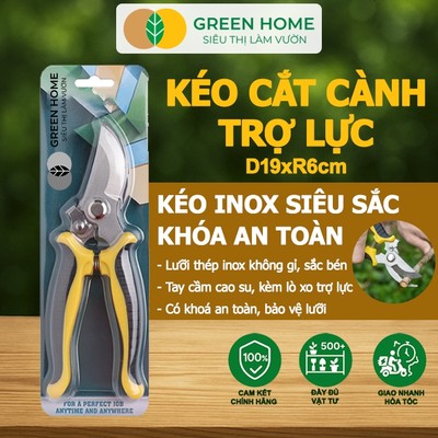 Kéo Cắt Cành GreenHome, D19xR6cm, Tỉa Hoa, Làm Vườn, Thiết Kế Tối Ưu Giảm Lực Tay, Màu Sắc Hiện Đại