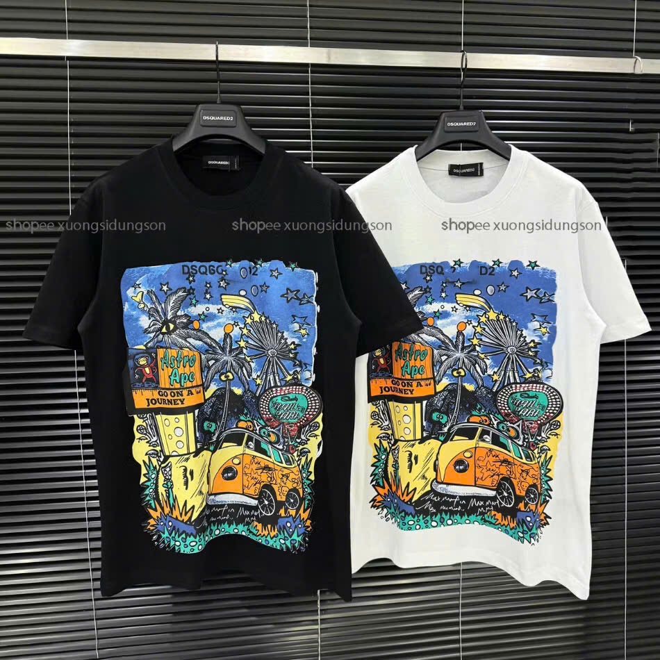 Áo phông Dsquared2 họa tiết cây dừa xanh,áo thun nam nữ DSQ ICON cây dừa hot trend boy phố ut