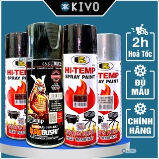 Sơn Chống Cháy Samurai /BOSNY Đen Mờ Bạc - Sơn Samurai Chịu Nhiệt Phun Pô Xe -Sơn Xịt Pô Xe Máy-KIVO