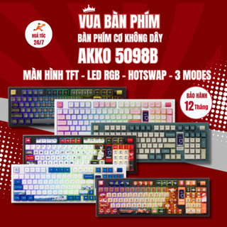 [HÀNG SẴN ] Bàn phím cơ không dây Akko 5098 |  5098B mạch xuôi, 3 mode , núm xoay, màn hình tft , led rgb, hotswap