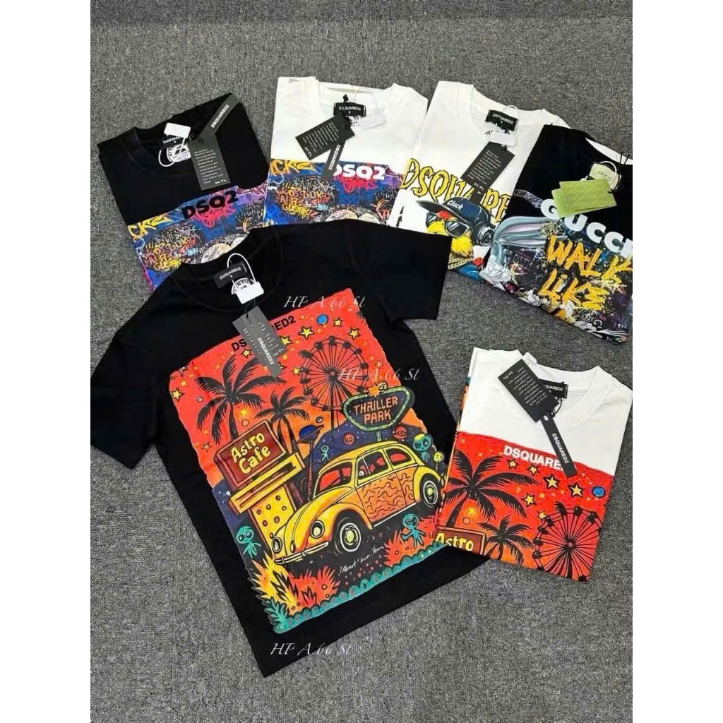 Áo Phông DSQ2 Nam Nữ In Hoạ Tiết Cây Dừa đỏ Siêu Nổi Bật Bản chất liệu cotton su Siêu Hottrend ut