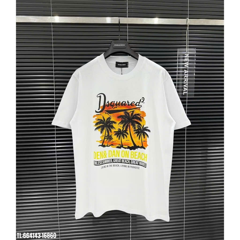 🔥Hot🔥Áo thun DSQUARED2 Den&Dan on Beach thiết kế phù hợp cho cả Nam và nữ chất liệu cotton SU hottrend 2025