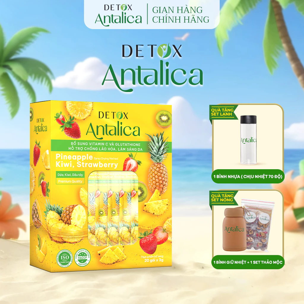 [TOP BÁN CHẠY] Detox Dứa Thơm Antalica Bổ Sung Glutathione Và VitaminC, Thơm Ngon Hộp, 20 Gói
