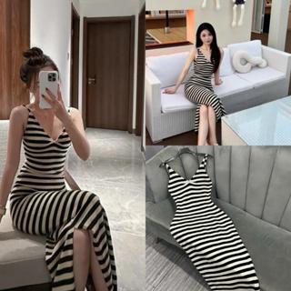 F73 Váy kẻ dáng dài tôn dáng