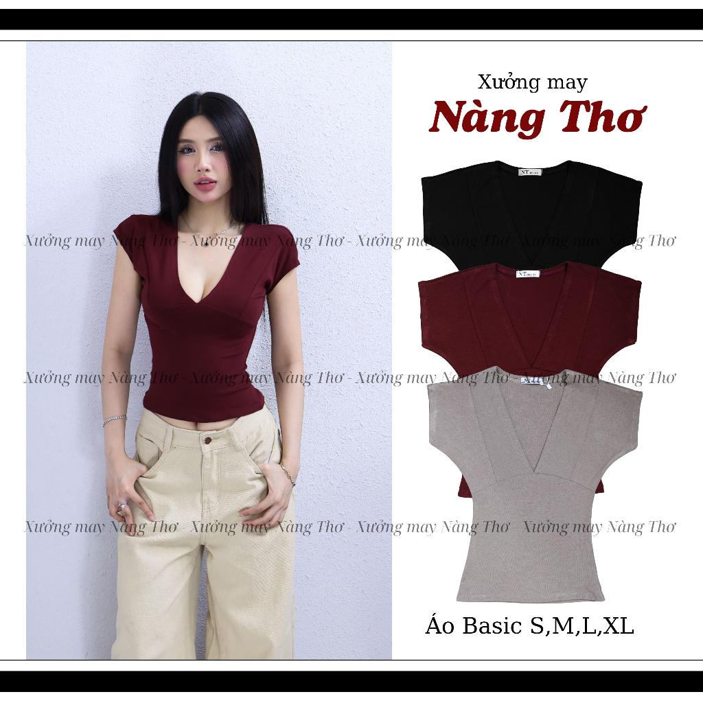 725 Áo Ôm Body Trendy Cổ Tym Tay Hến Chất Thun Cotton Co Giãn | BigBuy360 - bigbuy360.vn