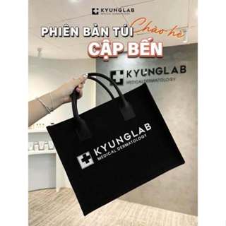 Túi du lịch có quai xách tay cầm  màu đen xịn xò Kyung Lab có khoá kéo 29x36 (ảnh thật tự chụp)