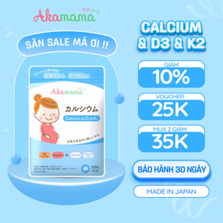 CANXI SỮA cho bà bầu Akamama - Nhật Bản, hỗ trợ phát triển hệ xương của thai nhi, viên nhỏ, không vị, dễ uống - 120 viên
