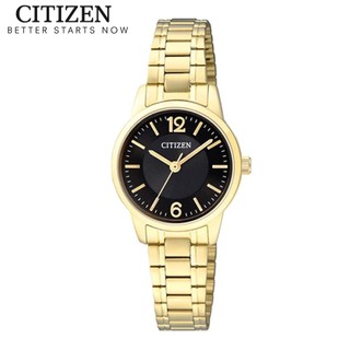 Đồng hồ nữ citizen pin-quartz dây thép không gỉ ej6083-59e - mặt đen
