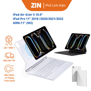 [Hoả Tốc 1H] Bao da bàn phím Ipad từ tính, Ốp lưng hút nam châm cho Ipad M2, Pro 2018- 2024, Air4/5/6 10.9/11 inch