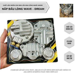 Combo bộ nắp đầu lòng WAVE-DREAM có nắp thông hơi, chất liệu nhôm cnc ( LV )