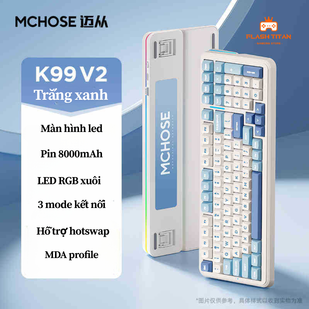 Bàn phím cơ Mchose K99 v2- 3 mode kết nối - Hỗ trợ hotswap - Led RGB nhiều chế độ - Mạch xuôi | BigBuy360 - bigbuy360.vn