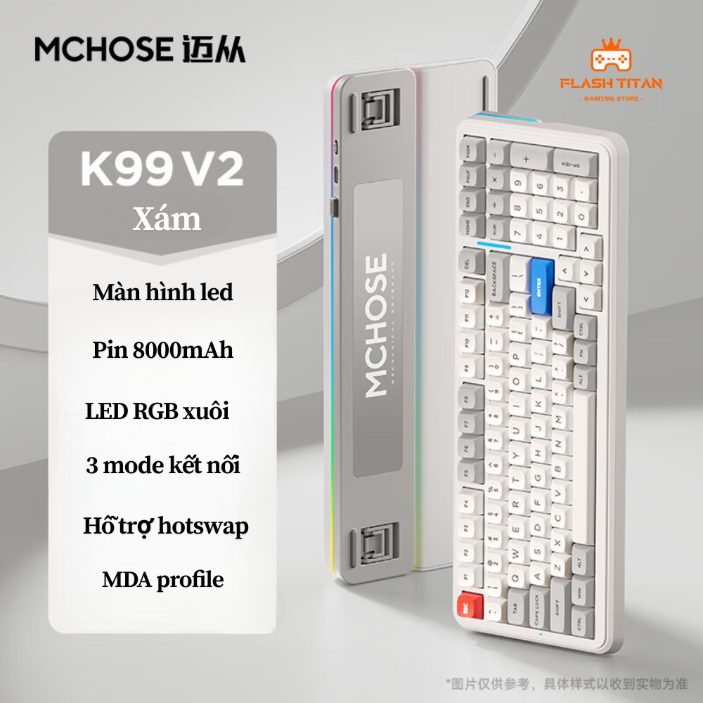 Bàn phím cơ Mchose K99 v2- 3 mode kết nối - Hỗ trợ hotswap - Led RGB nhiều chế độ - Mạch xuôi | BigBuy360 - bigbuy360.vn