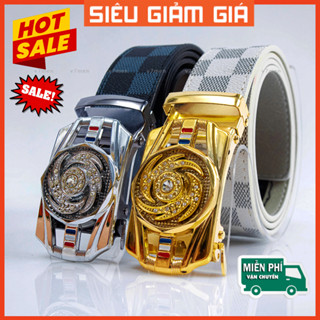 💛 Loại Đẹp 💛 Thắt lưng nam , dây lưng nam Caro da cao cấp đầu khóa mặt kim loại nguyên khối trẻ trung lịch lãm