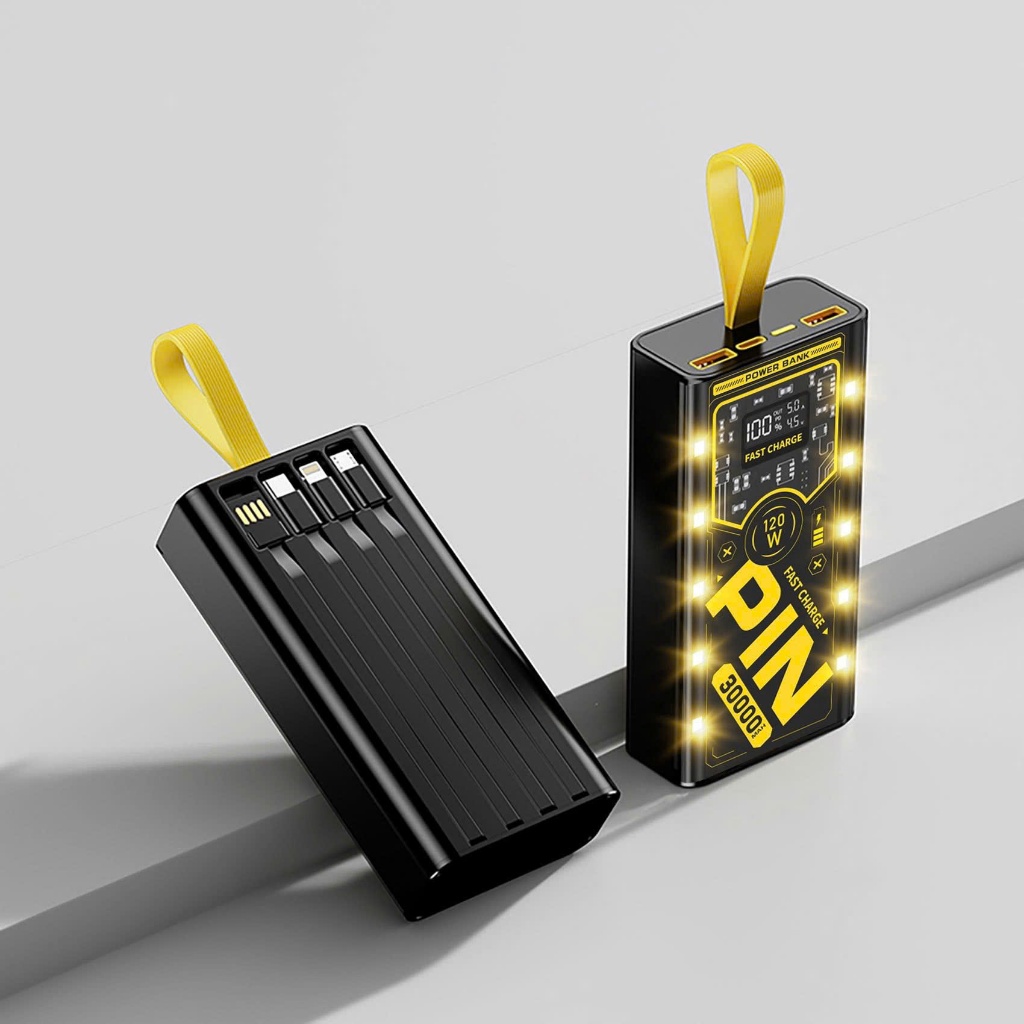 Sạc dự phòng 30.000 50.000 sạc nhanh PD20W trong suốt tích hợp 4 dây sạc tích hợp đèn led chiếu sáng | BigBuy360 - bigbuy360.vn