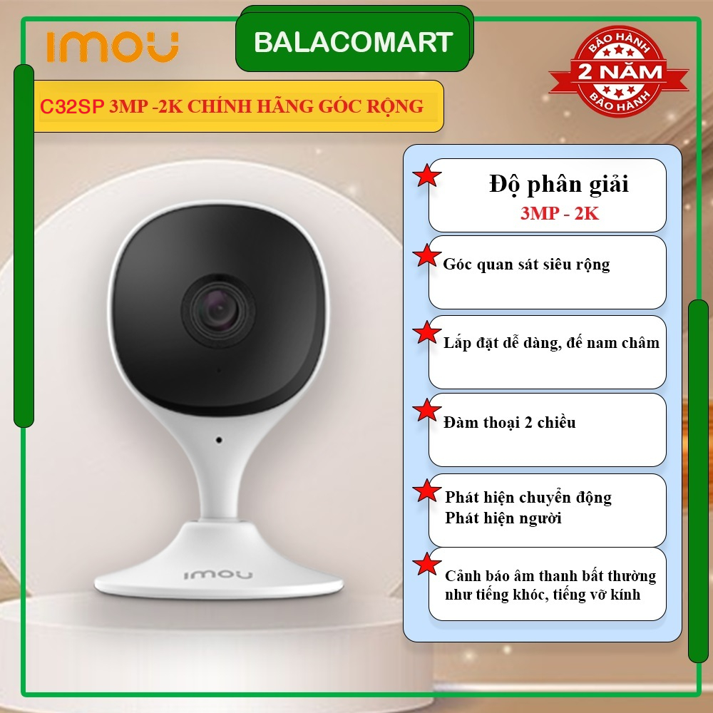 Camera wifi Imou C32SP Cue 2E 3MP giám sát thông minh phát hiện người AI