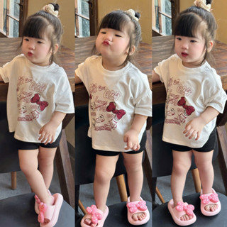 [Chỉ Bán Hàng Loại 1] Set áo thun+quần đùi legging cho mẹ & bé - Set áo thun + quần đùi ngố hell.o kit.ty