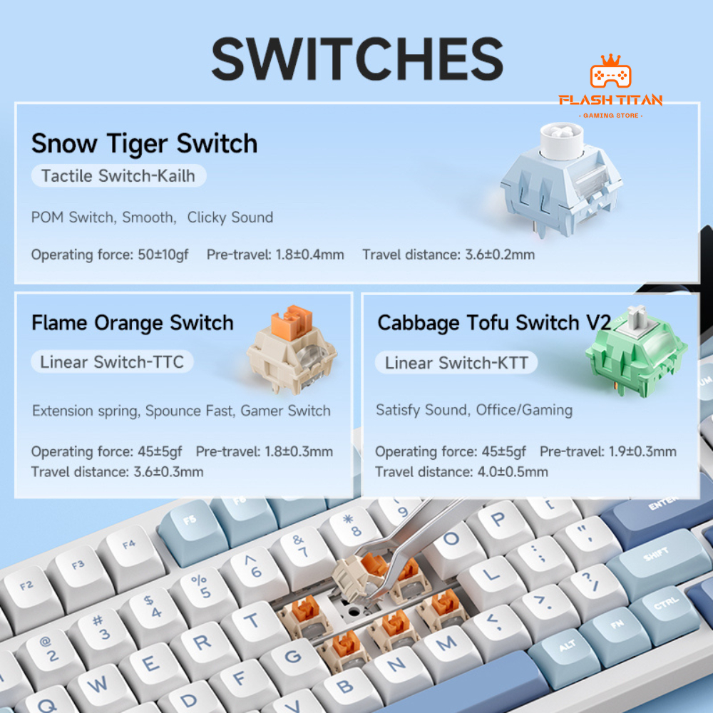 Bàn phím cơ Mchose K99 v2- 3 mode kết nối - Hỗ trợ hotswap - Led RGB nhiều chế độ - Mạch xuôi | BigBuy360 - bigbuy360.vn
